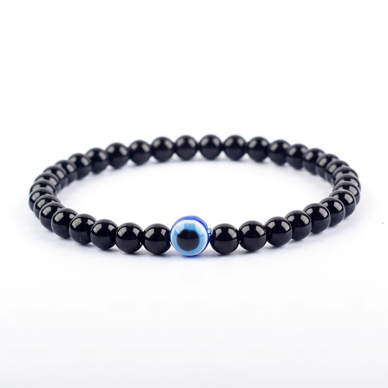 Evil Eye Stone Beads Bracelet  Thousand Eye Handmade Elastic  Gift