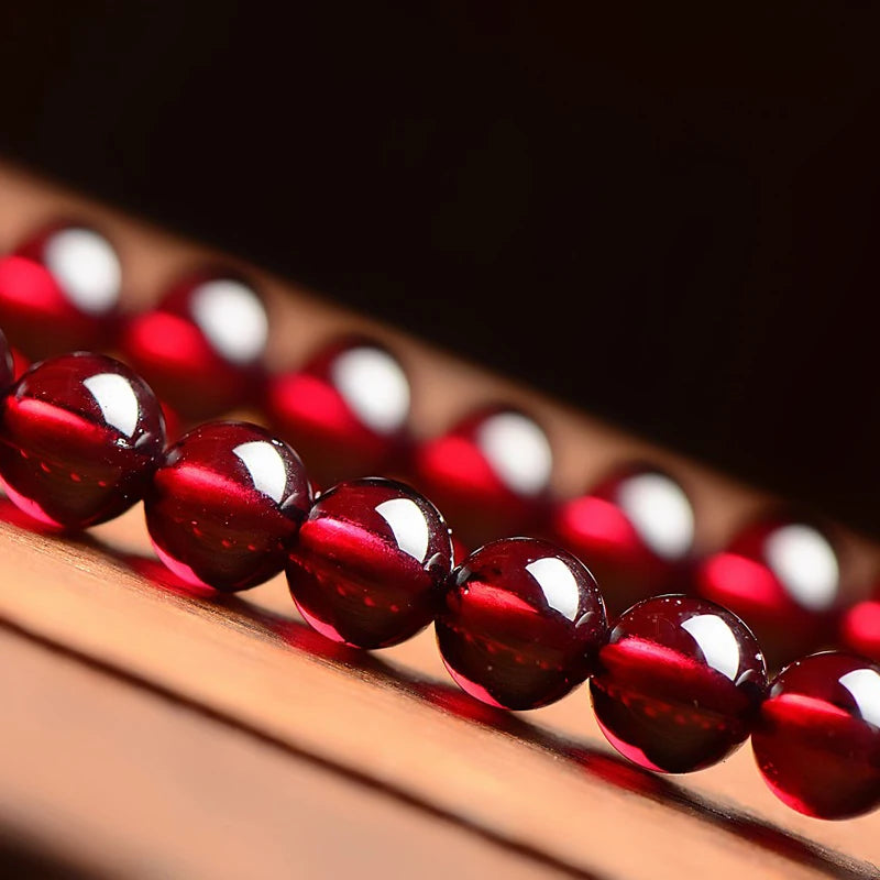 Natural Red Pomegranate Stone Bead Bracelet  Bangles Gift