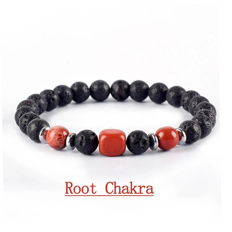 7 Chakra Lava Stone Bracelets Balance  Reiki Healing Gift