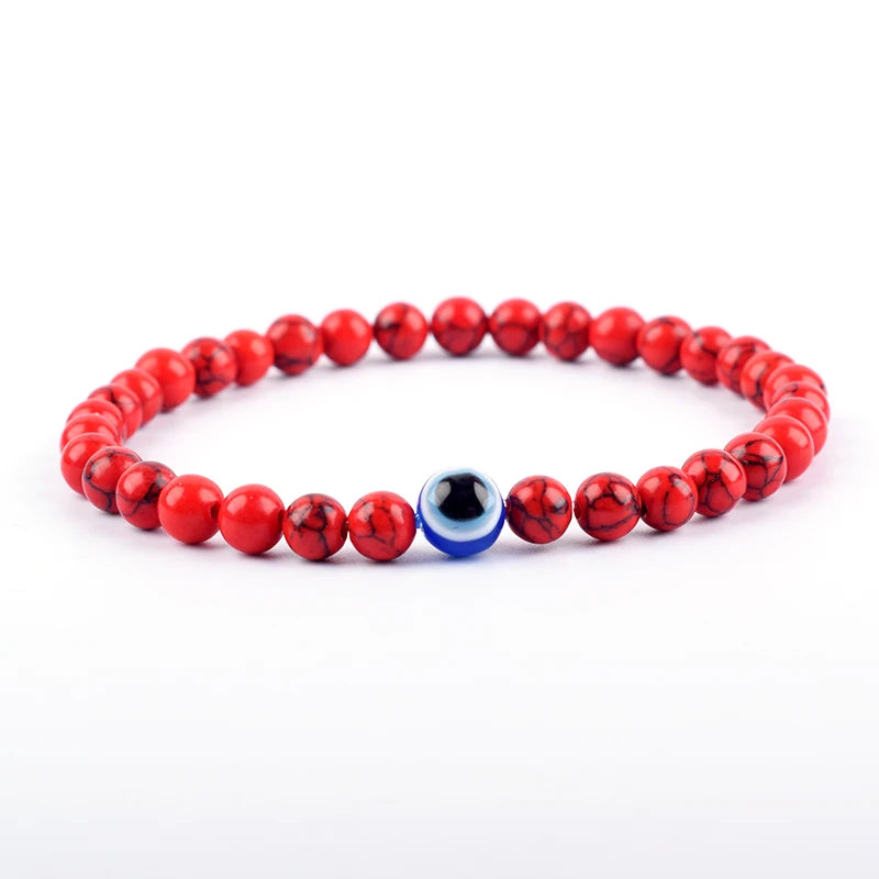 Evil Eye Stone Beads Bracelet  Thousand Eye Handmade Elastic  Gift