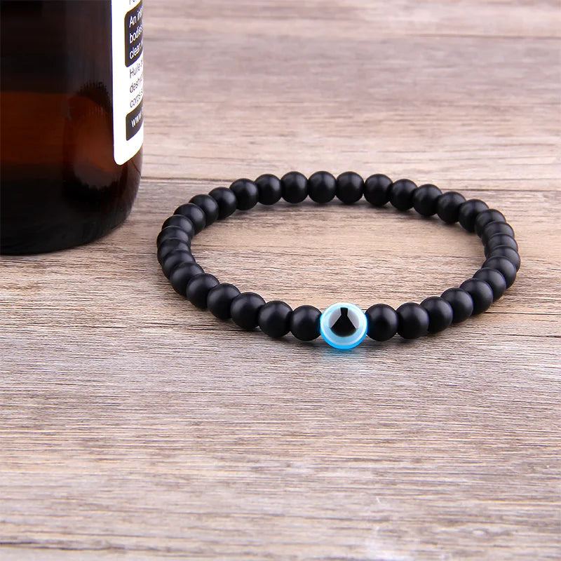 Evil Eye Stone Beads Bracelet  Thousand Eye Handmade Elastic  Gift