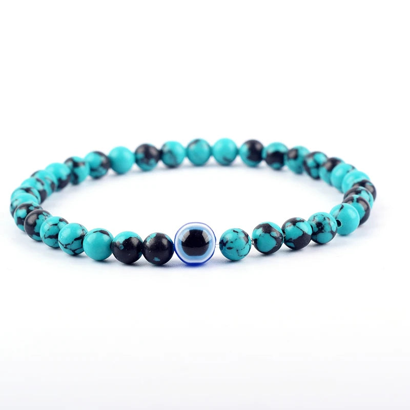 Evil Eye Stone Beads Bracelet  Thousand Eye Handmade Elastic  Gift