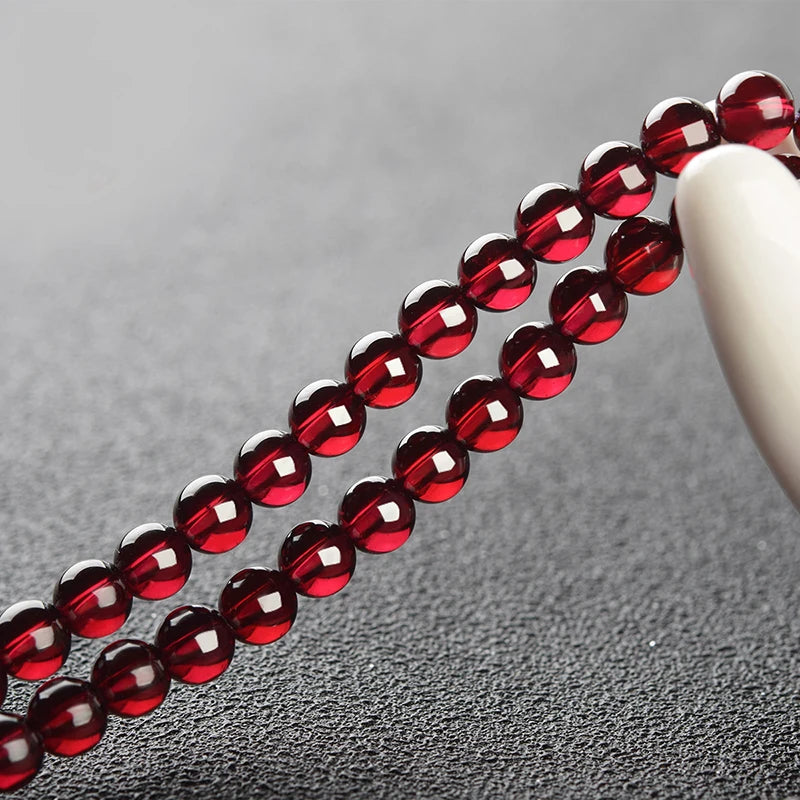 Natural Red Pomegranate Stone Bead Bracelet  Bangles Gift