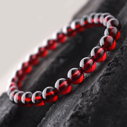 Natural Red Pomegranate Stone Bead Bracelet  Bangles Gift