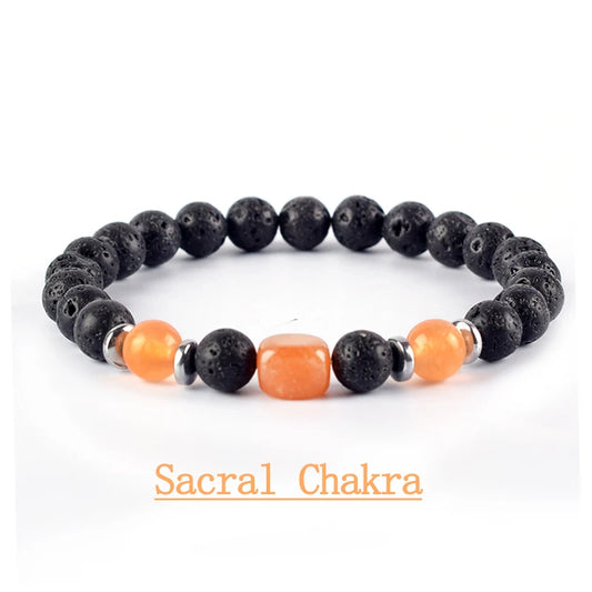 7 Chakra Lava Stone Bracelets Balance  Reiki Healing Gift